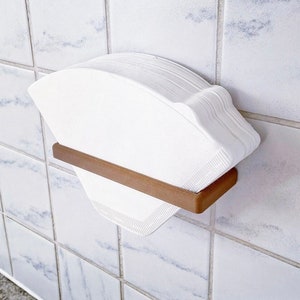 Wall mounted Coffee Filter Holder - color: wood grain
