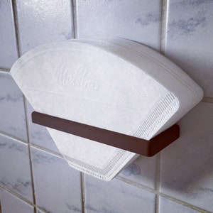 Wall mounted Coffee Filter Holder - color: Mahogany dark brown