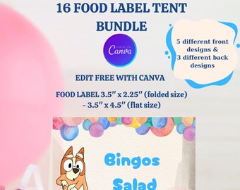Editable Blue Dog Themed Food Label Tent Cards,16 Digital Downloads Ultimate Bundle,DIY Printable Party Decorations,Blue y Birthday Party,B4