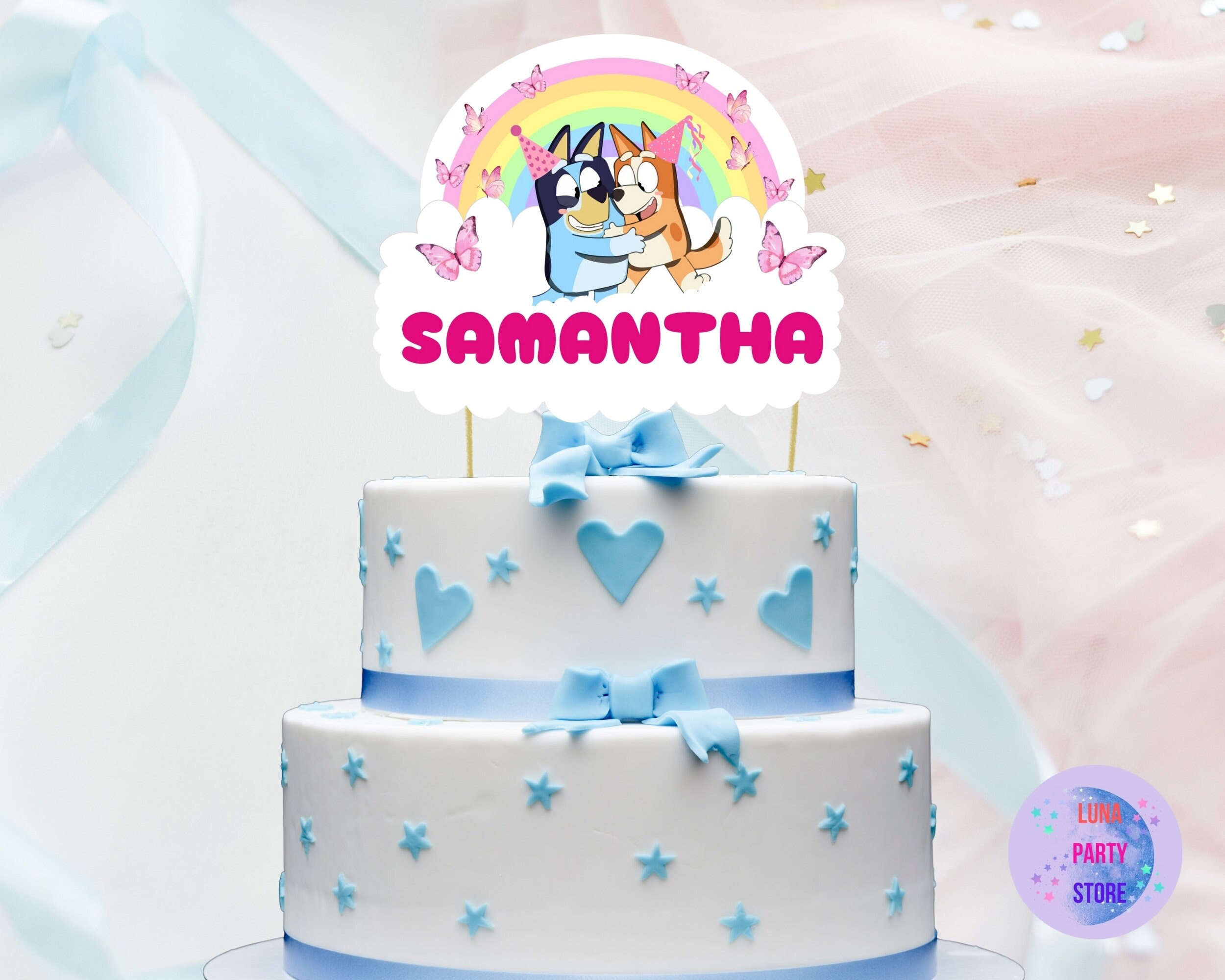 Printable Blue Dog Cake Topper,blue Dog Birthday Party Decor,girl Boy ...