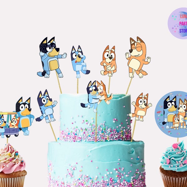 Printable Blue Dog Cake Topper,Blue Dog Birthday Party Decor,Girl Boy Digital DIY Party,Dog Cake Topper,Blue Dog Cake Topper,B1,B2,B8,B9,B3