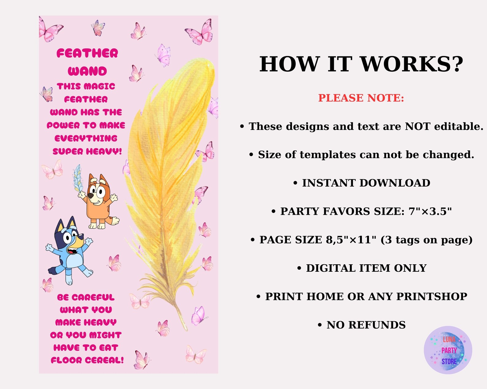 Feather Wand Blue Dog Party Favors for Girl Party Blue Dog Theme Girls ...