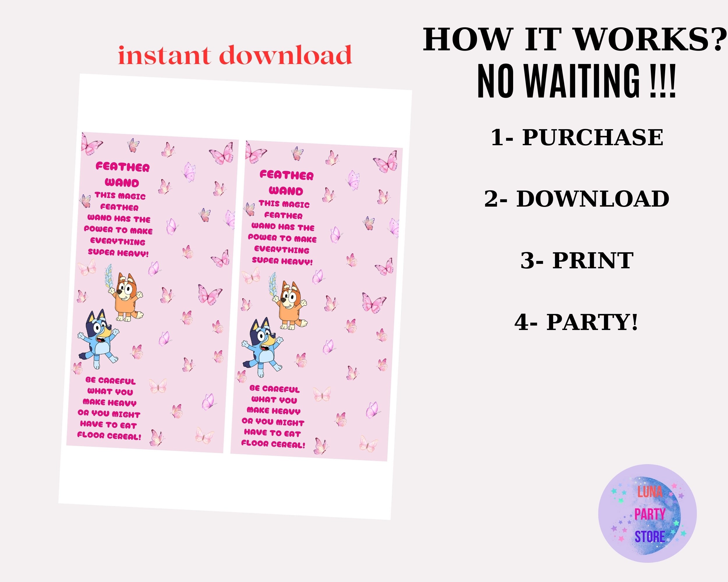 Feather Wand Blue Dog Party Favors for Girl Party Blue Dog Theme Girls ...