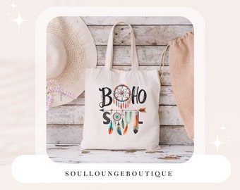 Boho Soul Jutebeutel, Geschenk Für Sie, Shopping Bag, Umweltfreundlich, Selfcare Tasche, Boho Tasche, Traumfänger, Stoff Tasche, Boho Style