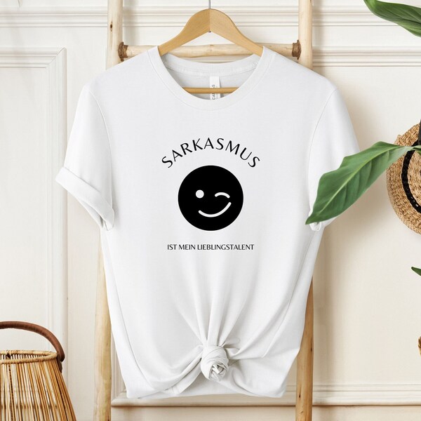 Humorvolles T-Shirt mit Smiley, Sarkasmus ist mein Lieblingstalent Shirt, Lustiges Tshirt mit Spruch, Sarkastisches Shirt kaufen, Humor