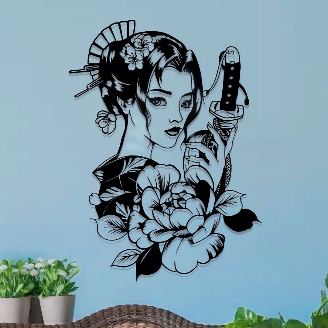 Geisha, Japan Wooden Wall Decor, Japanese Wooden Wall Art, Japanese