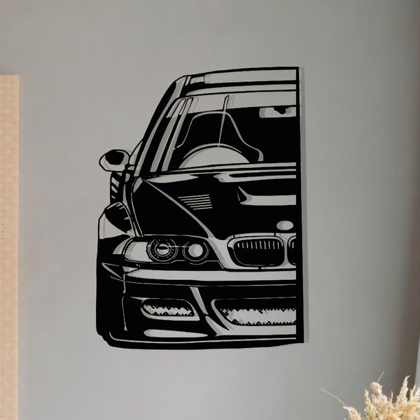 BMW E46, Wooden wall decor, Wooden wall art, Wall decor, Wall art, Home decor, Living room decor, BMW 3 series, cars, auto, birthday gift.