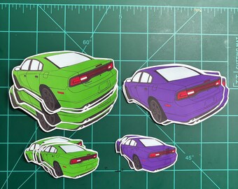 2014 2nd gen dodge charger sticker lime green and purple