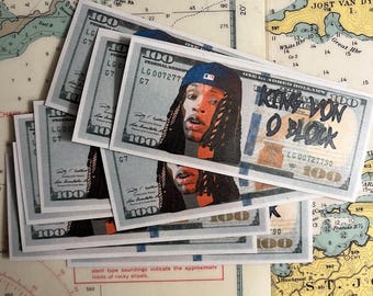 King Von 100 dollar bill art sticker