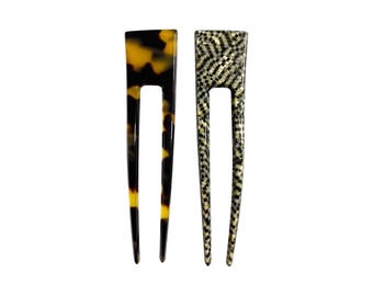 Tortoise Shell Updo Hair Pin 10cm, Cellulose Acetate Chignon Bun Hair Pin, French Twist Hair Pin Women, Made in France Hair Accessory