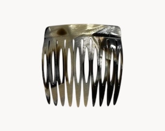 Haarkamm mit schwarzen und weißen Perlen, handgefertigt in Frankreich, 10 Zinken, Acetat-Haarkamm für Damen, elegantes Haarstyling-Accessoire für Hochsteckfrisuren, Geschenkidee für Frauen