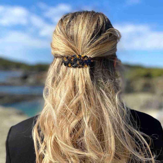 Wavy Long and Skinny Barrette Handmade Cellulose Acetate Durable Style Amazon.com : France Luxe Long & Skinny Barrette, Handmade  main image 3