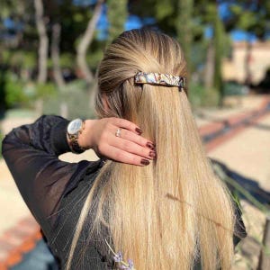 Rechthoekige haarspeld van celluloseacetaat, Franse half-opgestoken haarstylingclip, luxe, sprankelende, mooie haarclip voor dames, haaraccessoire voor dik haar