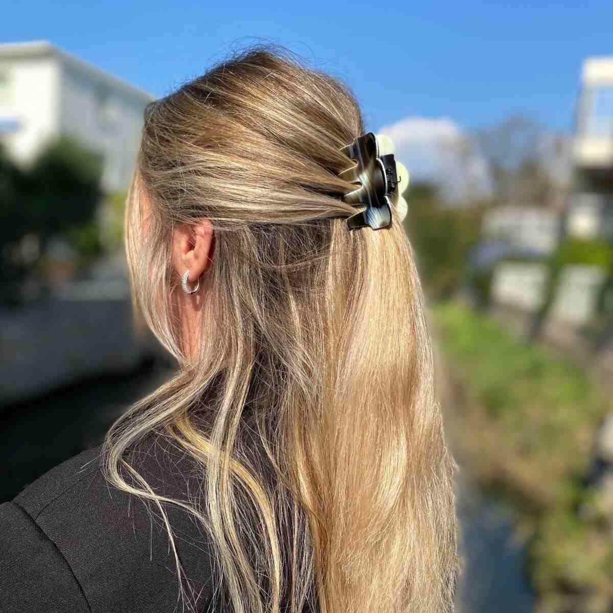 6.5 Cm Large Celluloid Black Horn Hair Claw Clip, French  display picture 2