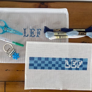 blue checkered keychain