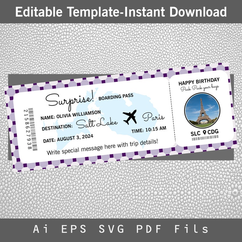 Editable Boarding Pass Template, Adobe Illustrator Boarding Pass ...