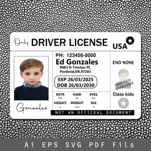 Editable Little Driver's License Personalized Novelty Driving Licence for Children's driver card