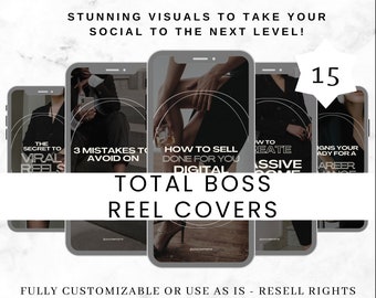 15 Faceless Reel Cover Vorlagen, Social Media Posts, Geschichten und Reels, Reel Covers, PLR, Resell mit bearbeitbaren Canva Vorlagen, Lux, Luxe