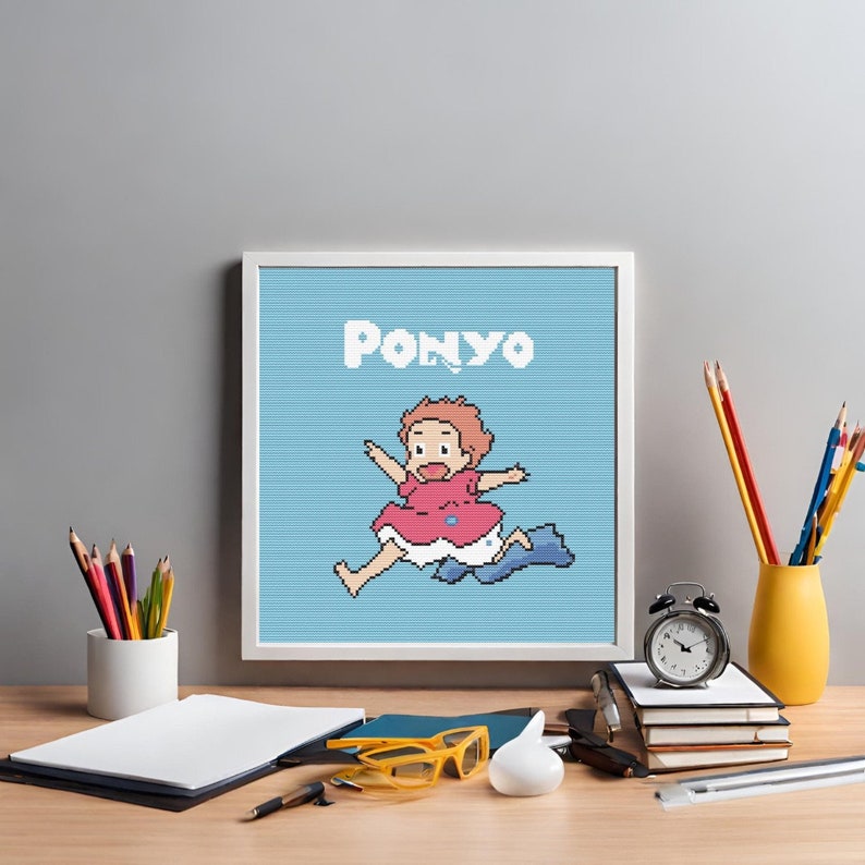 Ghibli Ponyo Girl Modern Cross Stitch Pattern - Etsy