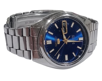 セイコー5 腕時計、自動巻き ステンレススチール 36mm ブルーダイヤル