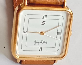 Classic women's quartz watch Gold plate Tank Jacques Farel  New Battery Gift for her