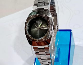 Vintage Seiko Hi-Beat automatisch dameshorloge, groene fume wijzerplaat, dag/datum, Japans JDM, jaren 70