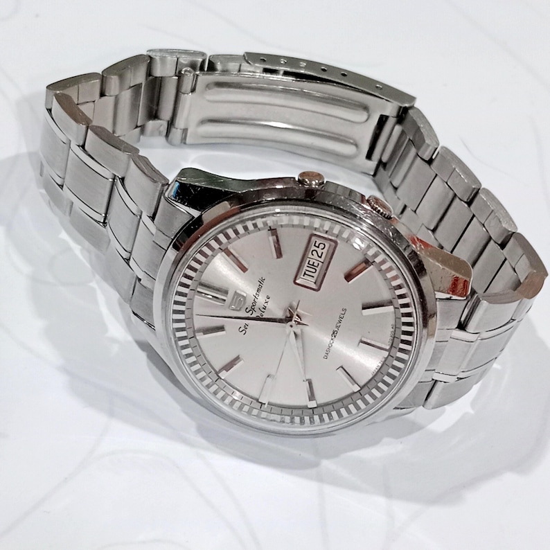 Reloj vintage de regalo para hombre Seiko Sportsmatic Deluxe 7619 Reloj automático 25 joyas Fondo de caja Dolphin imagen 13