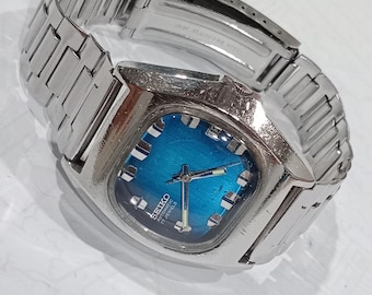 Cadeau Vintage herenhorloge Seiko Automatic Watch 7025 Blue Sea Sunburst Dial Seikonaut Style