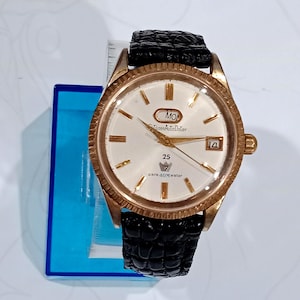 Vintage Men's Watch Citizen Automatic  rare Para 40M Water Japan Made, Black Leather Strap