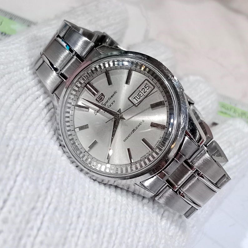 Reloj vintage de regalo para hombre Seiko Sportsmatic Deluxe 7619 Reloj automático 25 joyas Fondo de caja Dolphin imagen 12