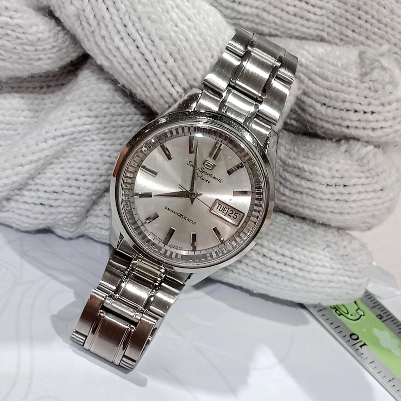 Reloj vintage de regalo para hombre Seiko Sportsmatic Deluxe 7619 Reloj automático 25 joyas Fondo de caja Dolphin imagen 7