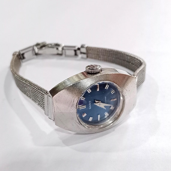 Vintage Rado Durance Ladies Watch Blue Dial Oval Case Mesh  display picture 1