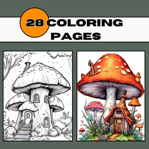 Coloring Mystical Mushrooms - 28 Sheets