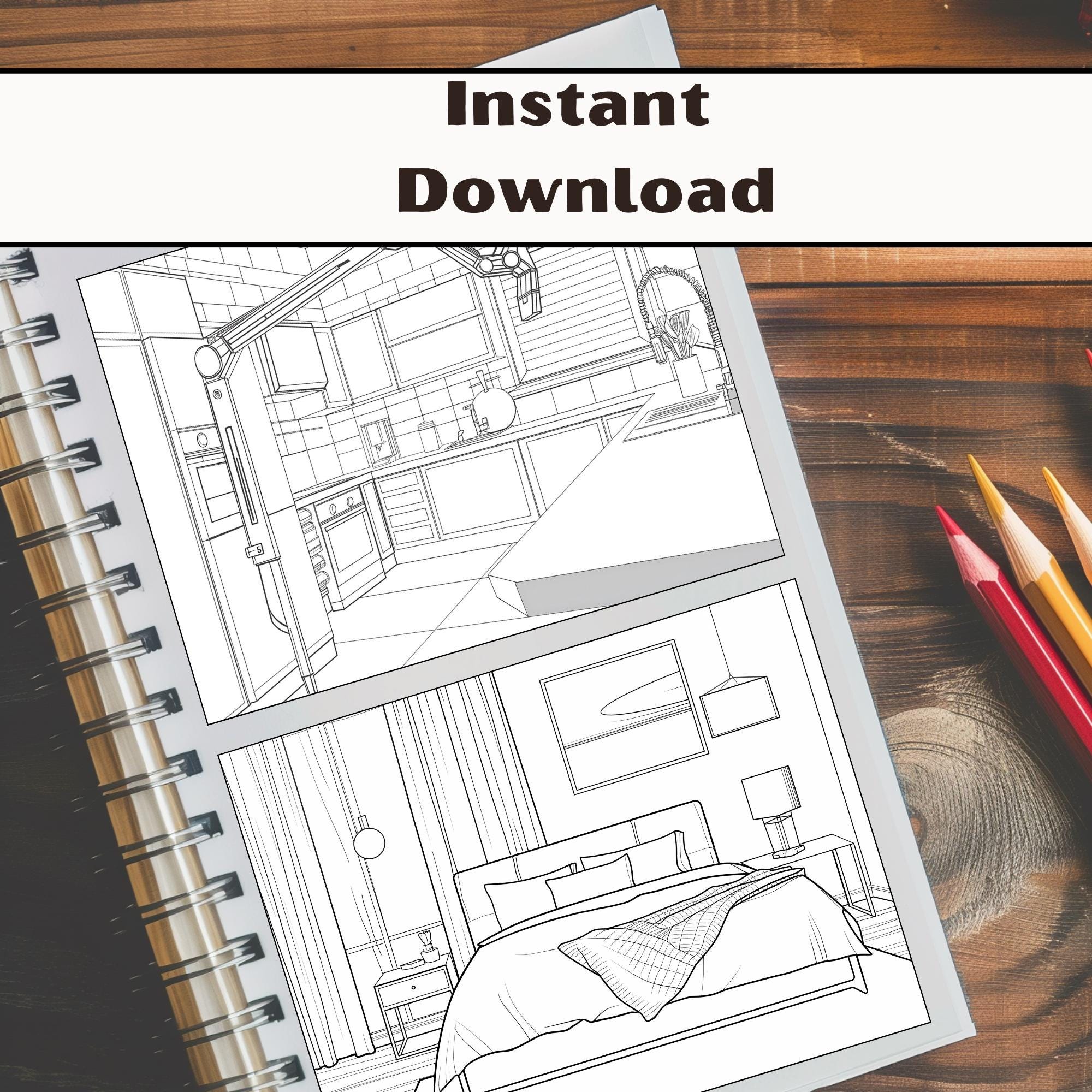 Create Your Own Home, 24 Coloring Pages. Digital Coloring Book ...