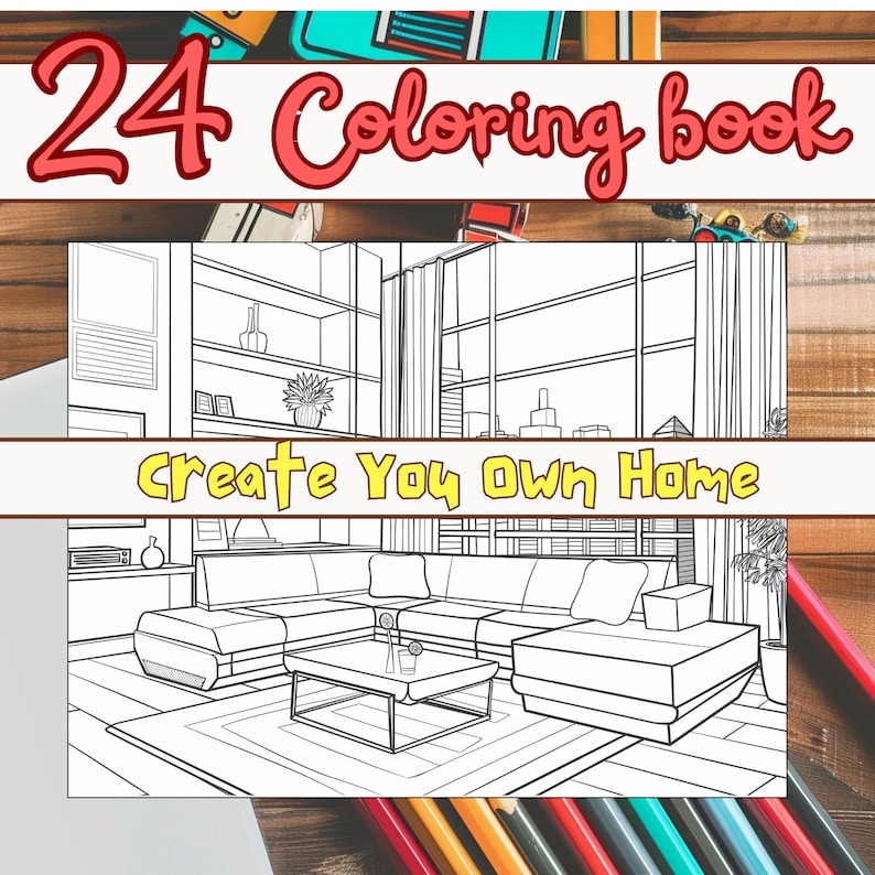 Create Your Own Home, 24 Coloring Pages. Digital Coloring Book ...