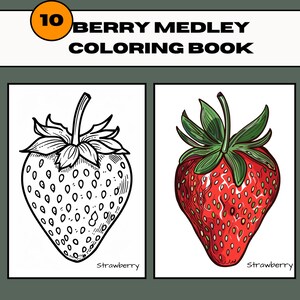Berry Medley Coloring Book for kids and teenagers, 8.5x11 and A4 Size, PDF