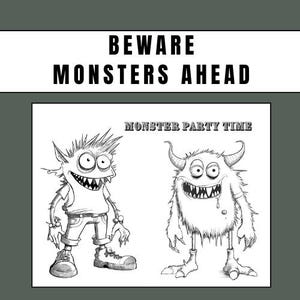 Monster Coloring Book for Kids, Fun Spooky Printables. PDF Download, for Teenagers, 11x8.5 and A4 Size, PDF