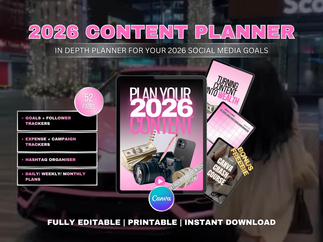 2026 Social Media Content Planner | Editable Canva Planner for Creators ...