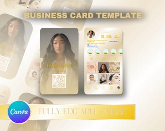 Instagram Business Card Template, Gold DIY Canva Design (Digital Download)