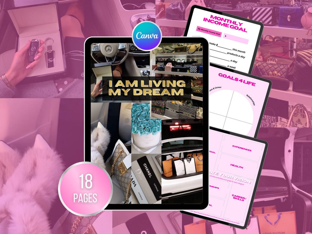 2026 Dream Life Planner Vision Board Template | Manifestation & Goal ...