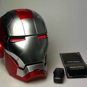 Comic Con Ironman Mask - Marvel Avengers MK5 2.0 / matt silver  - Fully Operational, Worldwide free shipping, birthday gift