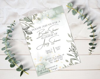 Greenery Bridal Shower Invitation Template