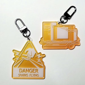 Computer Warning Sparks Flying PC 3 Inch Keychains