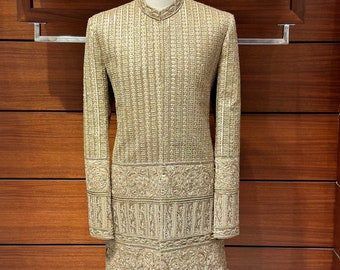 Exquisite Heavy Golden Sherwani for men