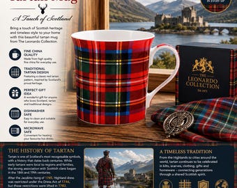 Lesser & Pavey Tartan Mug | Ceramic Coffee Mugs for Home or Work | Premium Design Mugs for All Occasions | Lovely Mugs Tea