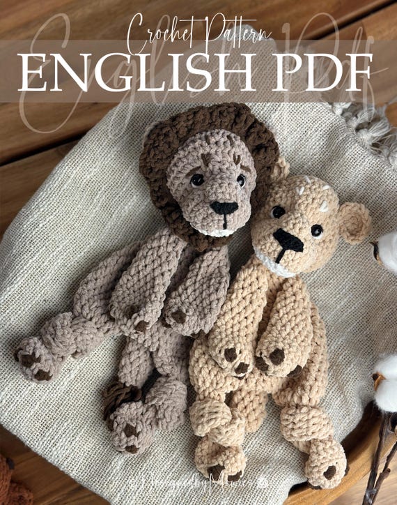 Charmed Low sew pattern, Snuggler, cute Lion, amigurumi pattern, Crochet, soft snuggler, stuffed plush animal, ,baby shower gift,