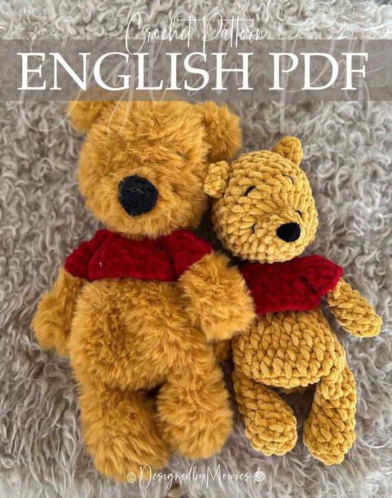 Classic Storybook Bear Crochet Pattern • Plush Honey Bear • Fur & Chenille Yarn • Beginner Friendly Amigurumi PDF • Instant Download
