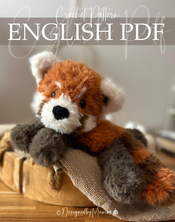 Soft Plush Red Panda Crochet Pattern • Fur Yarn / Chenille Amigurumi • Large Plush Animal • Beginner Friendly Pattern • PDF Instant Download