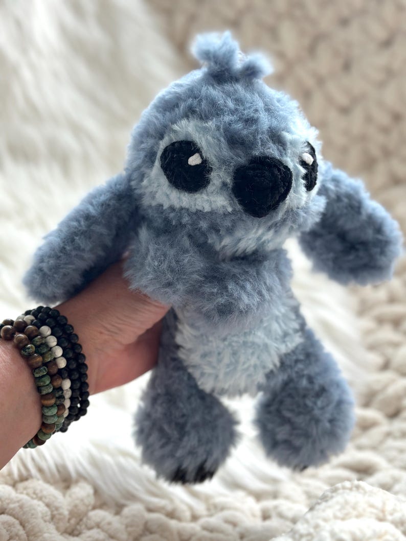 Stitch and Angel, Alien Plush Crochet Pattern Bundle PDF, Blue & Pink Space Creature Amigurumi, Fur or Chenille Plush Set, Digital Download image 3