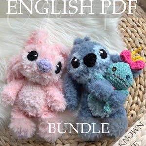 Bundle Stitch, Angel and Scrump, Alien Plush Crochet Pattern Bundle PDF, Creature Amigurumi, Fur or Chenille Plush Set, Digital Download